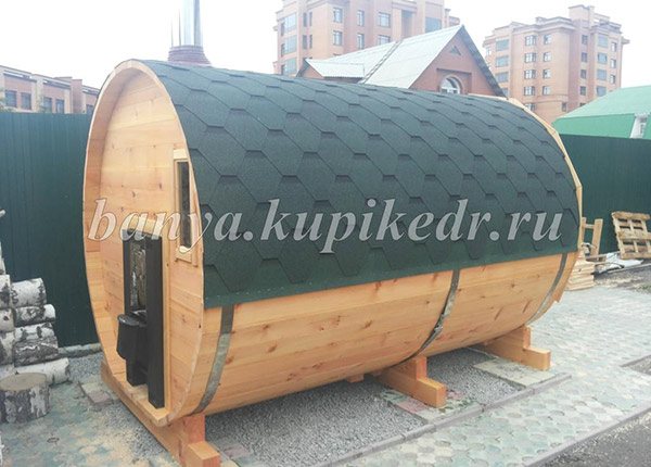Барел за сауна с камина на печка отвън